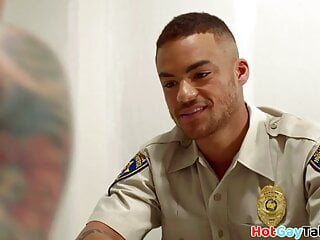 Inked Stud Blows Cock Before Breeding With Police Officer free video