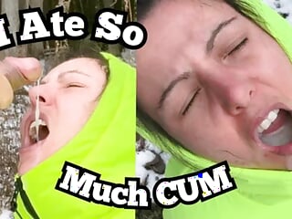 Mouthful Of Hot Creamy Cum & On Puffy Jacket free video