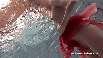 Katya Okuneva Strips In Her Red Lingerie Underwater free video