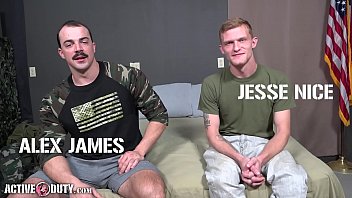 Activeduty - Big Cock Military Hunks Alex James & Jesse Nice free video