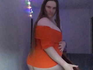 Flaunting My Huge Creamy Curves In Orange Then… Cum free video